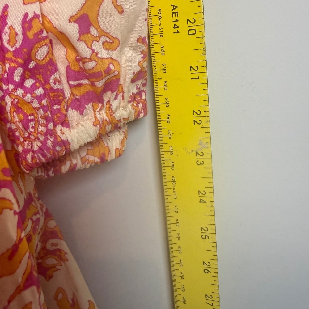 NWT Zara Sun Medallion Mini Dress Women L Pink Orange Ruffle Cotton Boho No Belt - Picture 8 of 8